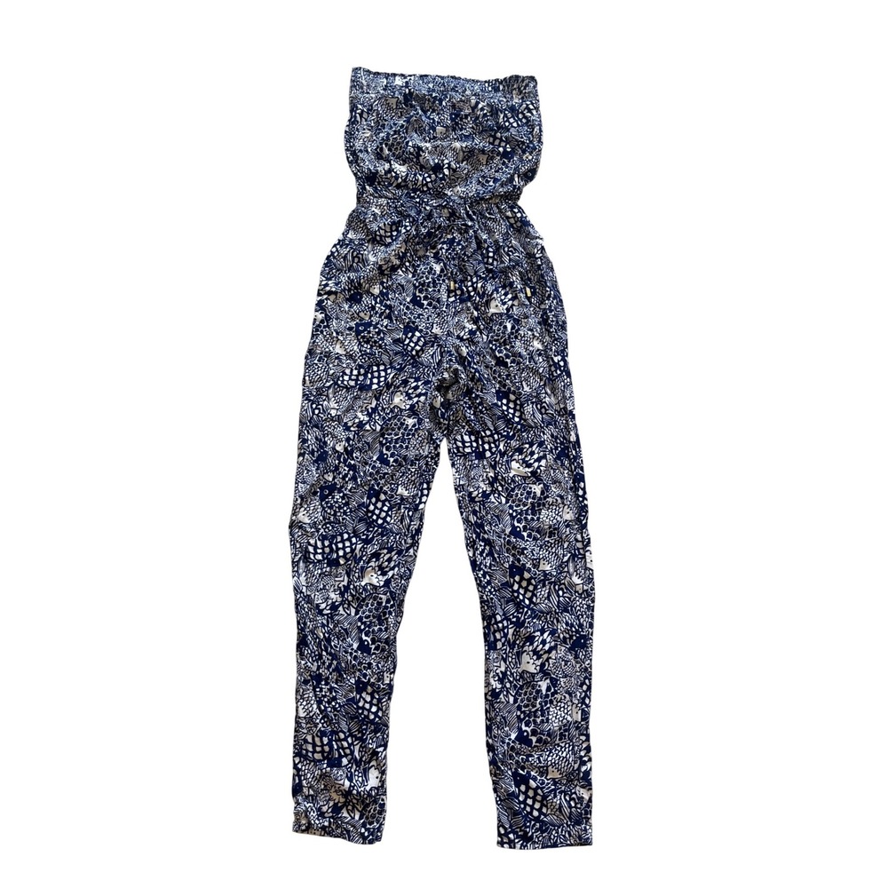 Lilly Pulitzer, target small navy romper, long pants, fish‎ strapless